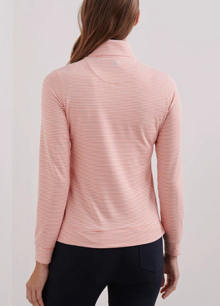 Peter Millar Perth Vista Stripe Performance Quarter Zip Pullover - Women's - Moroccan Spice