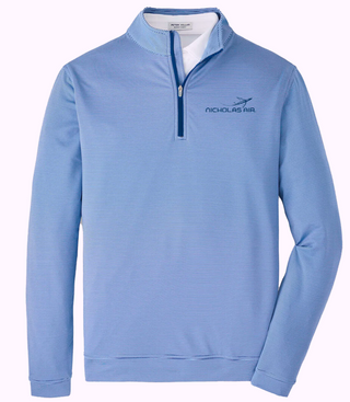 Peter Millar Sugar Stripe Performance Quarter Zip Pullover - Men's - Navy