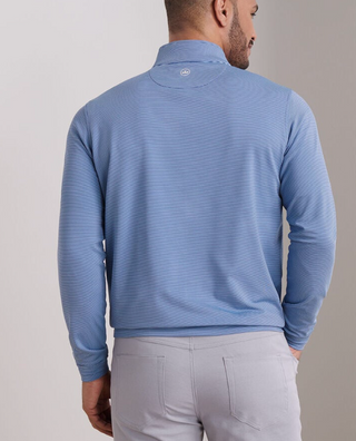 Peter Millar Sugar Stripe Performance Quarter Zip Pullover - Men's - Navy